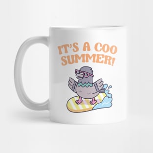 Pigeon On Surfboard Its A Coo Summer Funny Mug